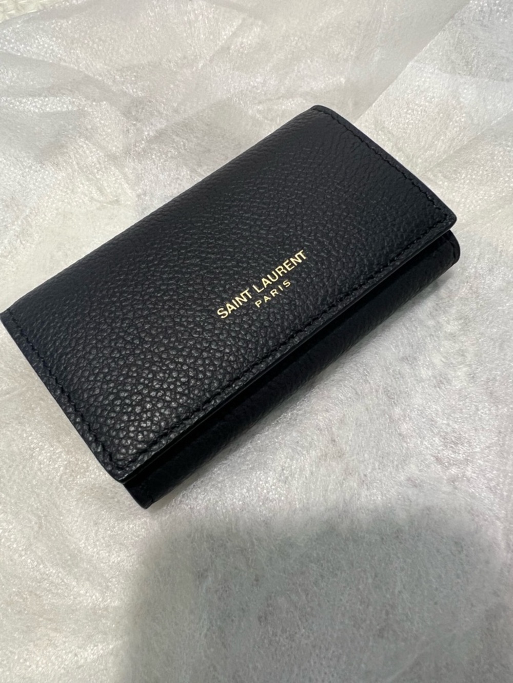 Unisex Saint Laurent Black Leather Key / Card Holderwith Gold Hardware NWOT
